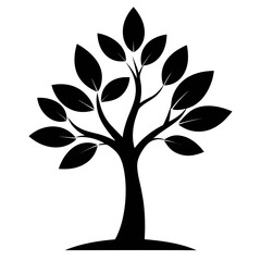 Obraz premium Simple silhouette of a young tree sapling isolated on white background