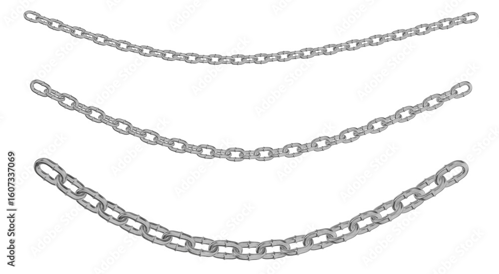 Poster a 3d render of robust metal chains featuring strong, rectangular block links. ideal for heavy-duty a