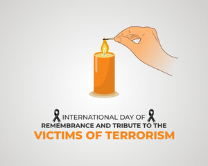 International Day of Remembrance and Tribute to the Victims of terrorism. 21 August. Holiday concept. Template for background with banner, poster and card. Vector illustration.
