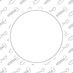 construction frame. doodle construction tool circle frame. hand drawn construction frame background. construction tool background
