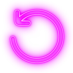 Glowing Neon pink Refresh Arrow Icon on Transparent Background