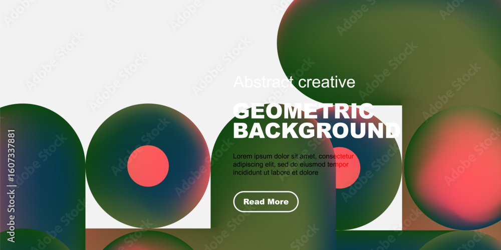 Poster abstract geometric composition. vivid colors blend, creating dynamic visual experience. modern desig