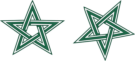 Isolated green geometric star, interlocking triangle logo, abstract symmetrical design, flat modern icon, clean branding symbol, minimal business vector illustration