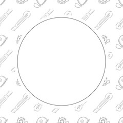 construction frame. doodle construction tool circle frame. hand drawn construction frame background. construction tool background
