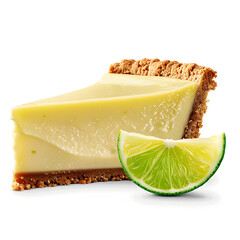 Slice of Key Lime Pie with a Fresh Lime Wedge