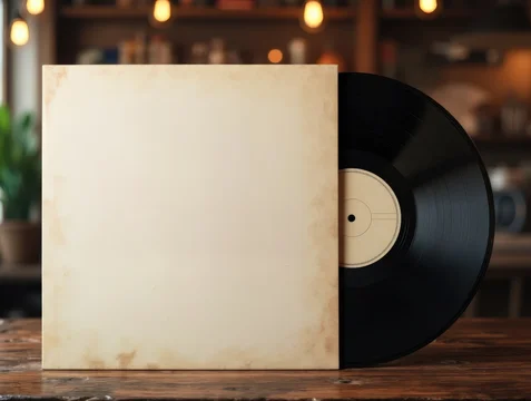 Old-school vinyl jacket mockup with clean design