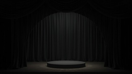Fototapeta premium stage with black curtain and spotlight