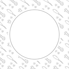 construction frame. doodle construction tool circle frame. hand drawn construction frame background. construction tool background
