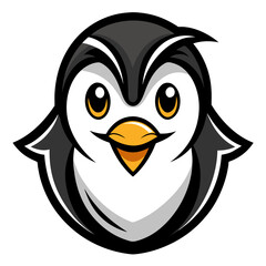 Cute cartoon penguin mascot with big eyes and a friendly smile