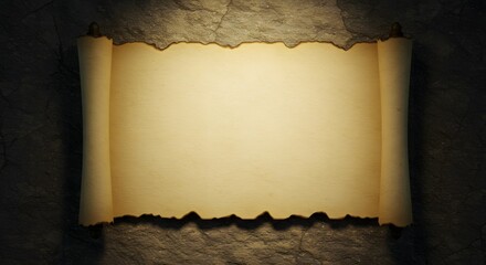 Ancient Scroll with Torn Edges on Stone Background

