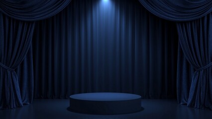 blue stage with a spotlight