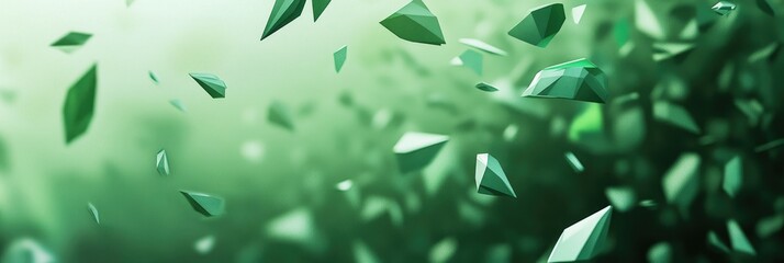 Abstract shattered emerald green polygonal shapes