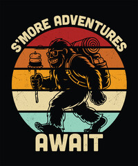 Smore Adventures Await  Fun Hiking and Camping Graphic with Marshmallow Theme for Trail Explorers