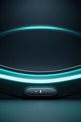 Futuristic dark background with glowing neon blue and pink light accents