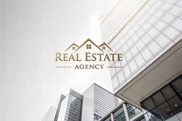 Professional banner with words Real Estate Agency placed over modern real estate photo designed for use in branding property services logo appearance includes space for agency name slogan or contact