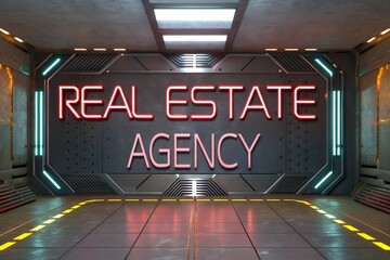 Modern visual with text Real Estate Agency featuring stylish property image designed like a logo with empty space for advertising ideal for branding housing services apartments homes or commercial