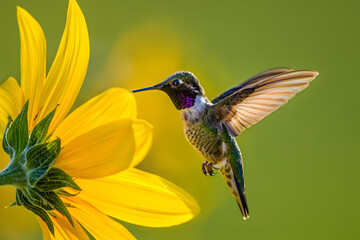 Fototapeta premium Nature's Delicate Dance: Hummingbird and Flower Connection