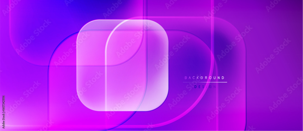 Aufkleber abstract purple background. neon shapes overlap creating luminous effect. modern design elements pre