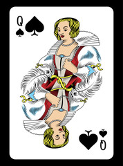 Queen of Spades playing card - Classic design.