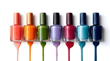 Bottles of nail polish are highlighted on a white background