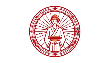Circular design of a geisha figure