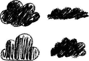 Black crayon clouds drawing sketch