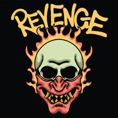 Fiery Monster Skull for streetwear illustration