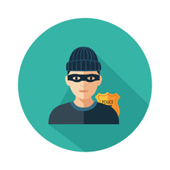 criminal,hacker,incognito flat icon illustration of a masked criminal or hacker wearing a hoodie for security threat