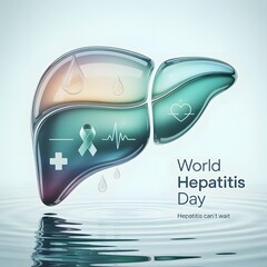 World Hepatitis Day Awareness: A striking graphic symbolizing World Hepatitis Day, featuring a stylized liver with informative icons to communicate the urgency of the message for global health