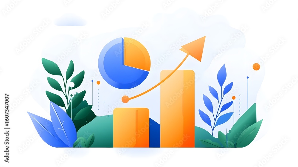 Aufkleber analytical data visualized in a growth oriented infographic