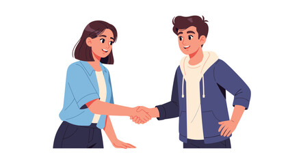 Obraz premium Business partners shaking hands in agreement, celebrating success and collaboration with a smile