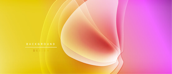 Abstract colorful background. Smooth flowing shapes blend yellow, orange, pink hues. Modern design element for digital projects.