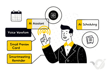 Financial approval and business agreement process, illustrating people collaborating on a document with name, approval, and date fields, alongside icons for security, money, and checklists, ideal for 