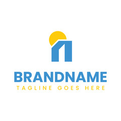 Letter N Building Logo, symbolizing structure, stability, and urban development