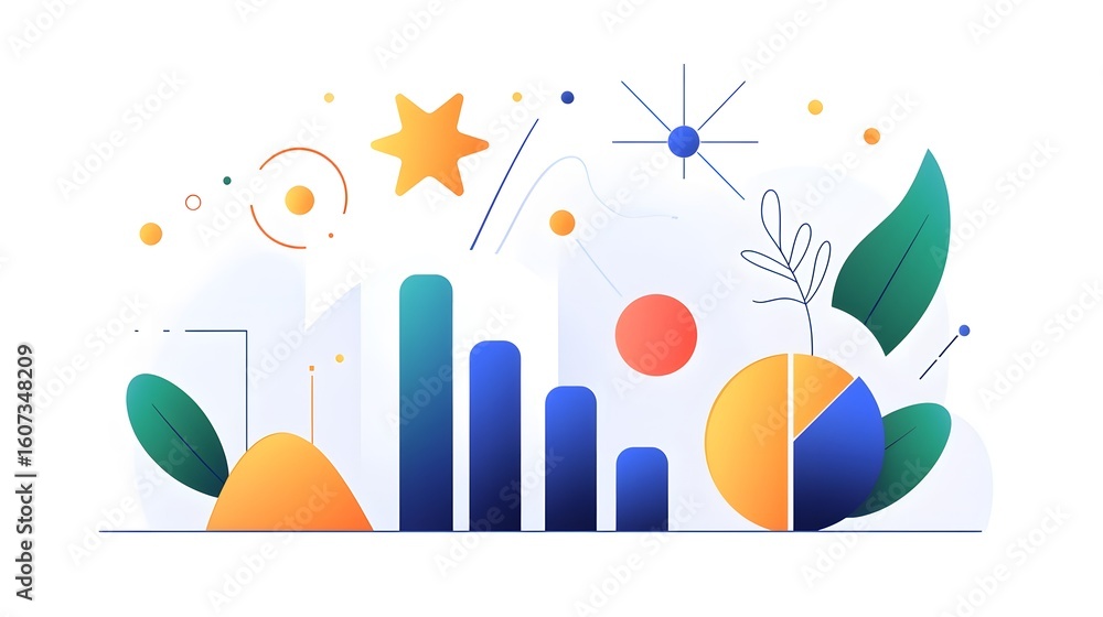Poster colorful data visualization elements