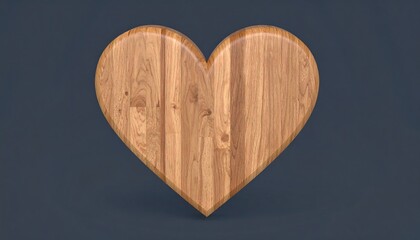 Wooden heart shape on dark background