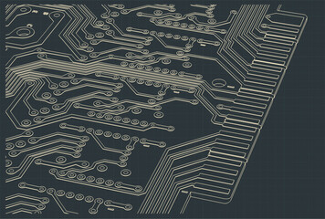 Circuit board blueprint close-up