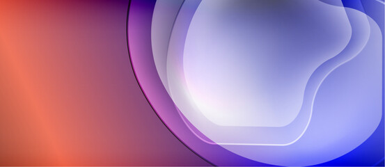 Abstract fluid shapes, gradient colors blend. Purple, orange, white create soft visual flow. Modern design element.