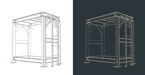 Industrial service platform with ladder