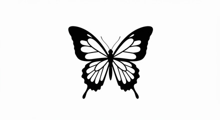 Elegant Black Butterfly Silhouette: Minimalist Vector Graphic Design.