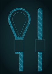 Wire Rope with pressed connector and thimble drawings illustration