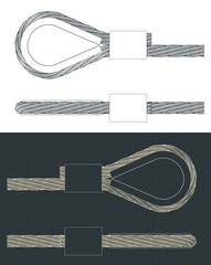 Wire Rope with pressed connector and thimble drawings