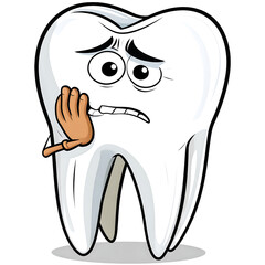 Cartoon tooth expressing pain humorous illustration