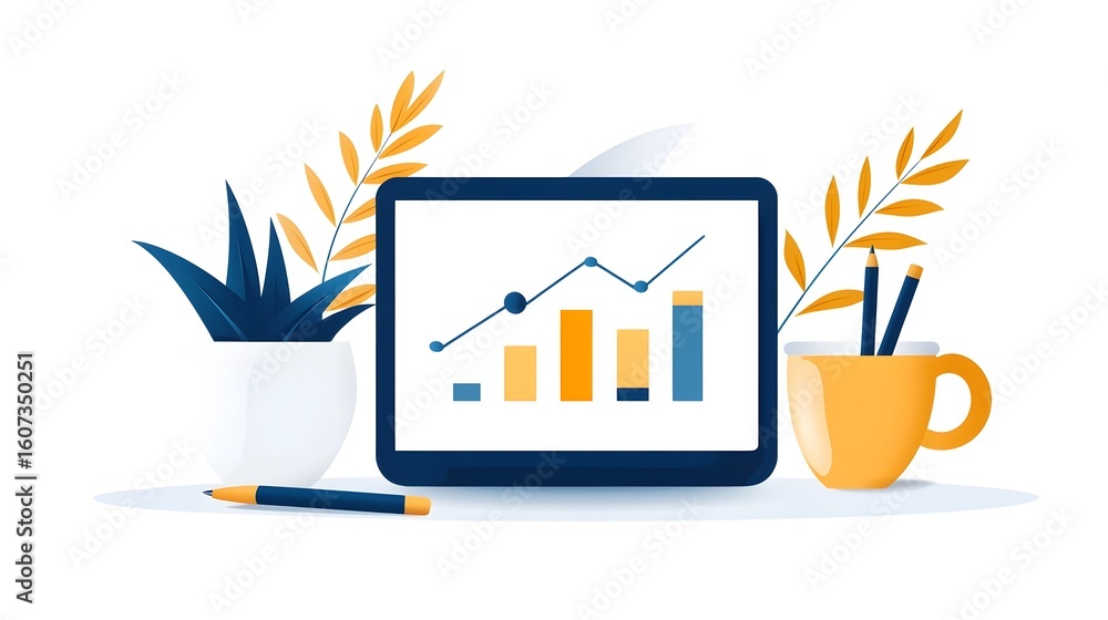Poster data analytics and visualization on a laptop screen