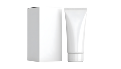 White Tube Cosmetic Product with Clean Gray Packaging Design