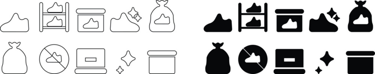 Shoe care icons set, footwear cleaning and maintenance collection, leather polish and repair group in flat and line style, brush, shine, protection, tools, sneaker, boot, fashion vector