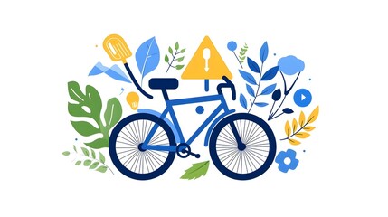 Fototapeta premium Eco Friendly Bicycle with Nature Symbols