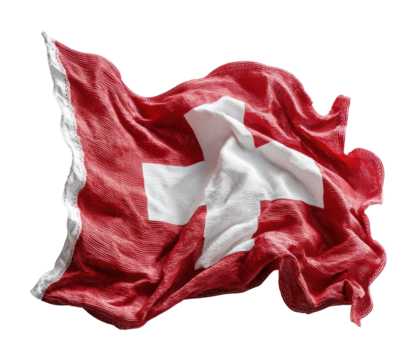 Waving swiss flag symbolizing national pride switzerland flag culture isolated on transparent background