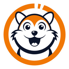 Cute cartoon squirrel character with a happy expression inside a circular frame