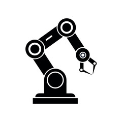 Robot Arm Silhouette Vector Icon | Industrial Automation Machine Technology Illustration 